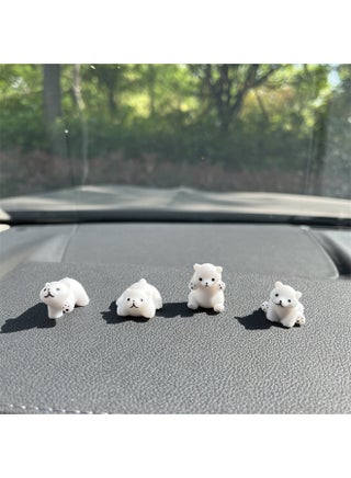4-Piece Cute Animal Car Interior Decor Set - Rearview Mirror & Dashboard Ornaments, Fun Automotive Gift Accessories - view 2